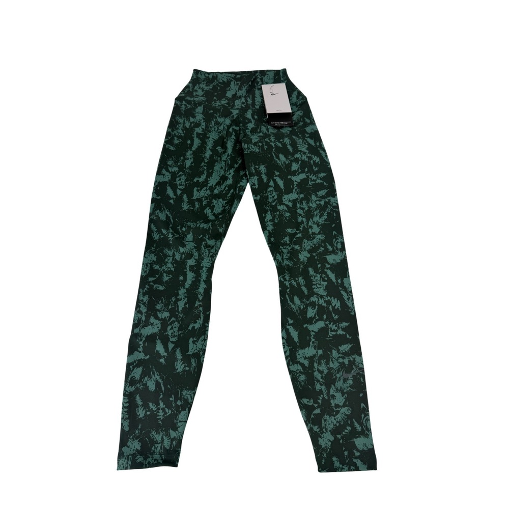 Nike One Women's High-Waisted 7/8 Printed Leggings Green New Size M FZ3229-338 - Picture 5 of 7